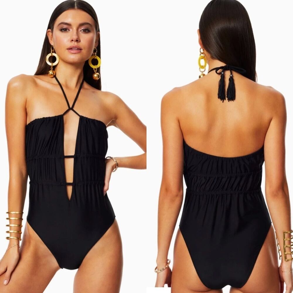Ramy Brook Metallic Knit One Piece Swim Suit
